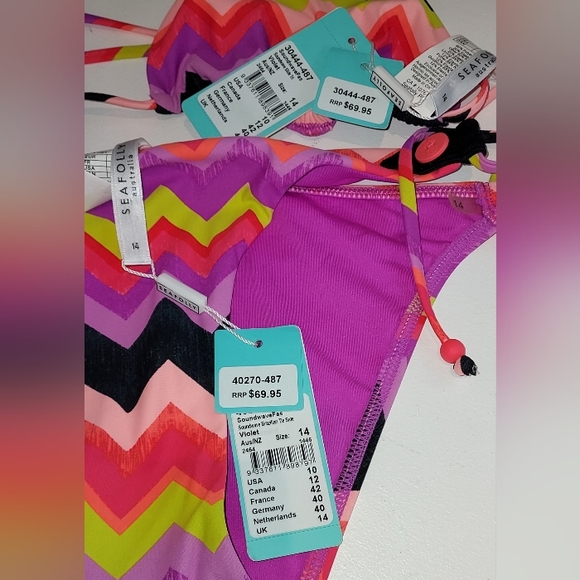 Seafolly Australia Multicolored Two Piece Brazilian  Bikini Set NWT - Picture 4 of 8